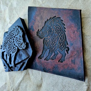 Celtic Boar Stamp | Knotwork Leather Stamp | Summoning Circle Series | Tooling Plate for Leather, Clay, Wax & Ceramics