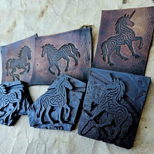 Celtic Horse + Unicorn Stamp Set | Leather Clay Press | Summoning Puzzle Collection