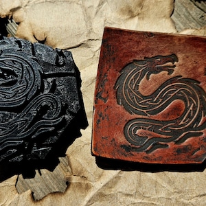 Celtic Basilisk Leather Stamp – Viking Knotwork Serpent Beast | Norse Leather Tooling Stamp for Leathercraft, Clay, and DnD Props