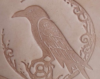 Raven and Moon - Leather Stamp, Clay Stamp