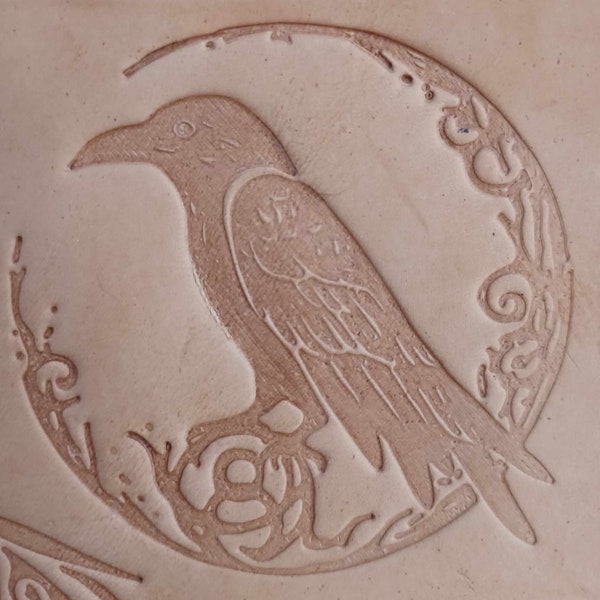 Raven and Moon - Leather Stamp, Clay Stamp