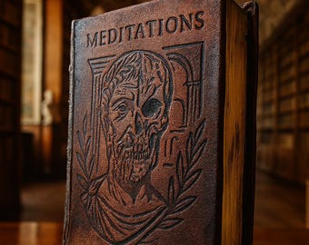 Meditations - By Marcus Aurelius: A Stoic Memento Mori Cover with hand bound Leather finish