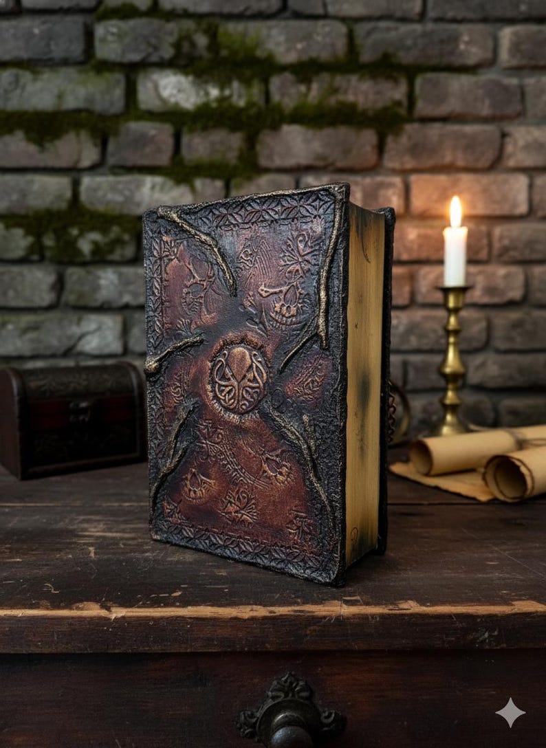 Necronomicon – Leather Collector’s Edition | Hand Tooled Lovecraft Book | Skull Emboss | Arcane Horror Tome image 5