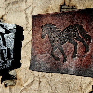Celtic Horse Leather Stamp – Viking Knotwork Animal Design | Norse Leather Tooling Stamp for Leathercraft, Clay, and DnD Props