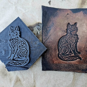 Celtic Cat Stamp | Knotwork Leather Stamp | Summoning Circle Series | Pandemonium Artifacts Relic Tooling for Leather, Clay, Wax & Ceramics