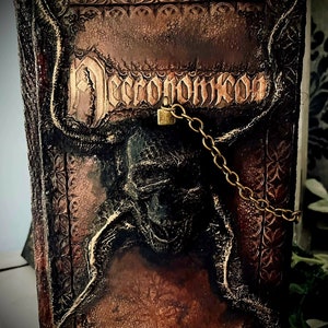 Necronomicon – Leather Collector’s Edition | Hand Tooled Lovecraft Book | Skull Emboss | Arcane Horror Tome