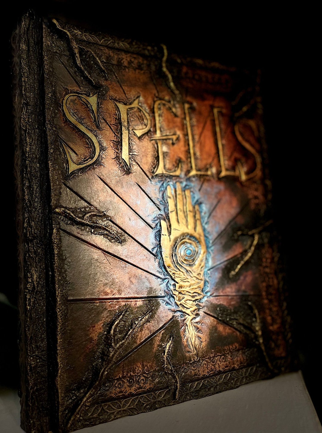 Hand Tooled Leather Spell Book With Glow Finish - Etsy