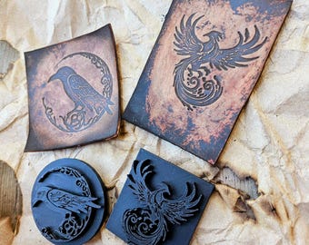 Mythic Bird Leather Stamp Set – Celtic Knotwork, Norse Design