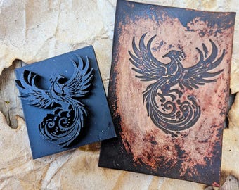 Phoenix Crest Leather Stamp – Rebirth Emblem for Leather, Clay & Soap Work
