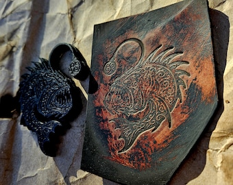 Abyssal Angler Stamp and Sculpture – Artisan Embossing Tool for Leather, Clay and Wax