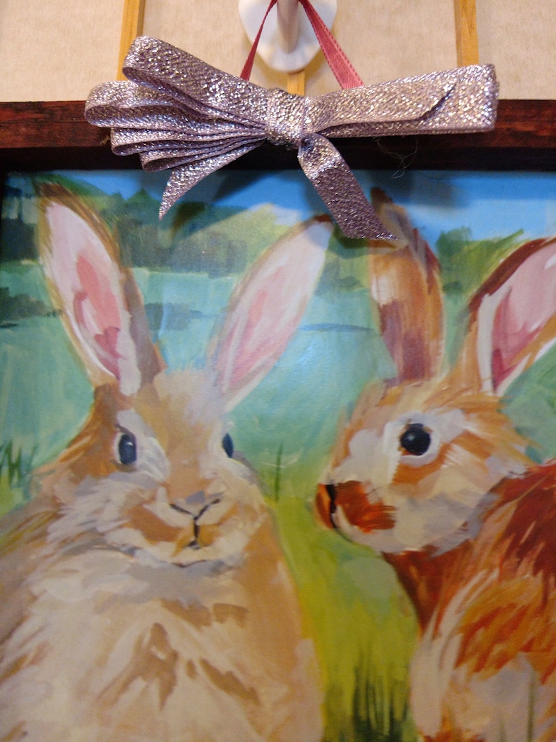 Rabbits Framed Happy Easter Wall Hanging