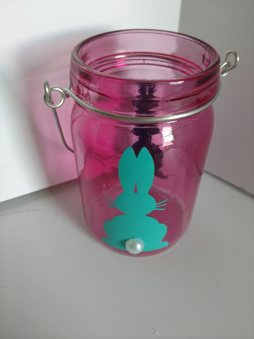 Glass Mason Jar Style Candle Holder With Peter Cottontail Etsy