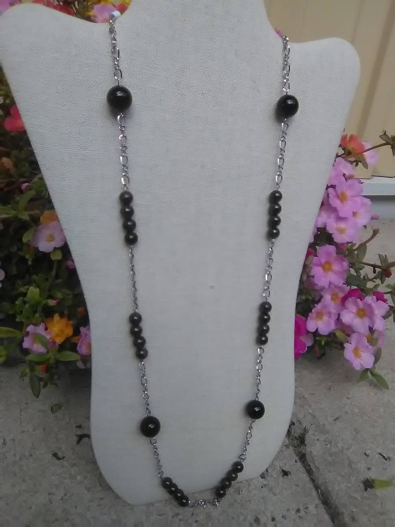 USC Gamecock Chain And Bead Necklace Garnet And Onyx