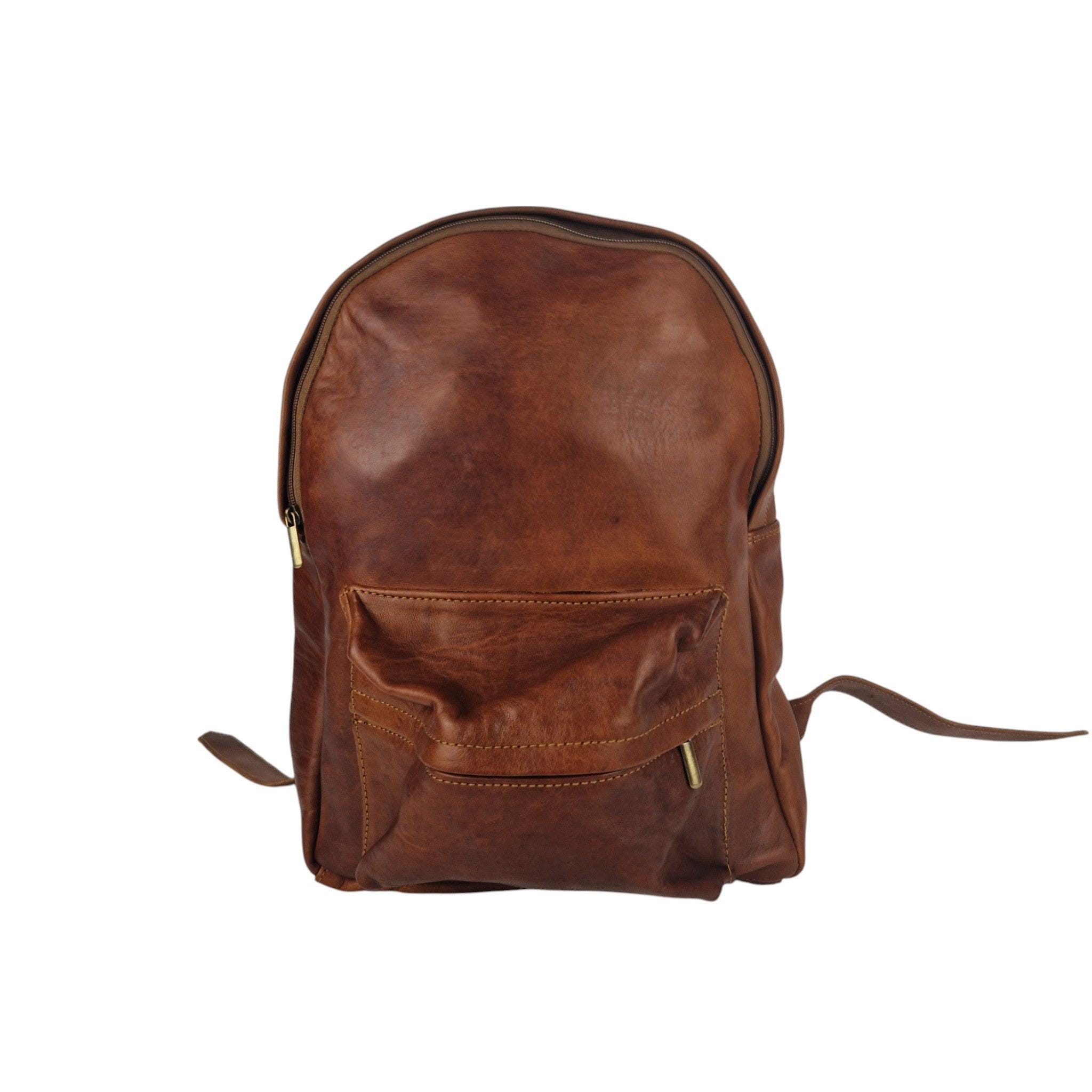 Moroccan Brown Cowhide Leather Handmade Unisex Backpack Leather Backpack, Moroccan Leather Daypack, Classic Leather  main image 3