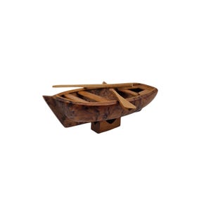 Handcrafted Thuya Wood Boat with Paddles