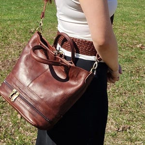 Handcrafted Leather Convertible Backpack and Crossbody Bag