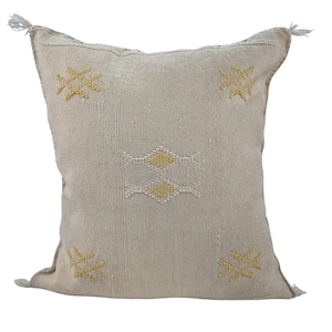 Handmade Moroccan Cushion with Boho Tribal Design - Ethnic Cactus Silk Pillow Cover - Artisan Berber Throw Pillow for Bohemian Decor