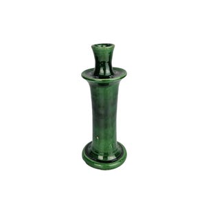 Moroccan Tamegroute Green Pottery Candle Holder , Handmade Bohemian Statement Pillar Candlestick, Desert Decor
