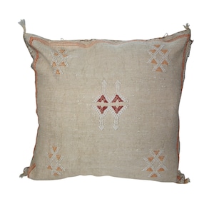 Moroccan Boho Throw Pillow 20x20inch,Cactus Silk Pillow Cover, Hand woven Berber Pillow, Colorful Decorative Sabra Cactus Silk Cushion Cover