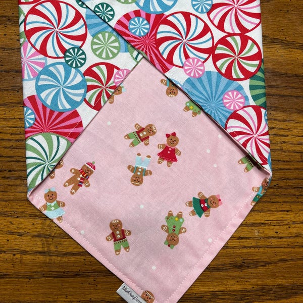 Gingerbread -  Tie On or Over the Collar Bandanas, Bowties & Sailor Bows for Dogs, Cats, Pets - Holiday, Christmas, Candy Cane, Cookies
