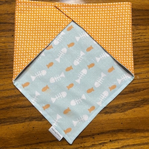 Fish Bone - Tie On or Over the Collar Bandanas, Bowties & Sailor Bows for Dogs, Cats, Pets - Goldfish, Kitty, Cat, Orange, Polka Dots