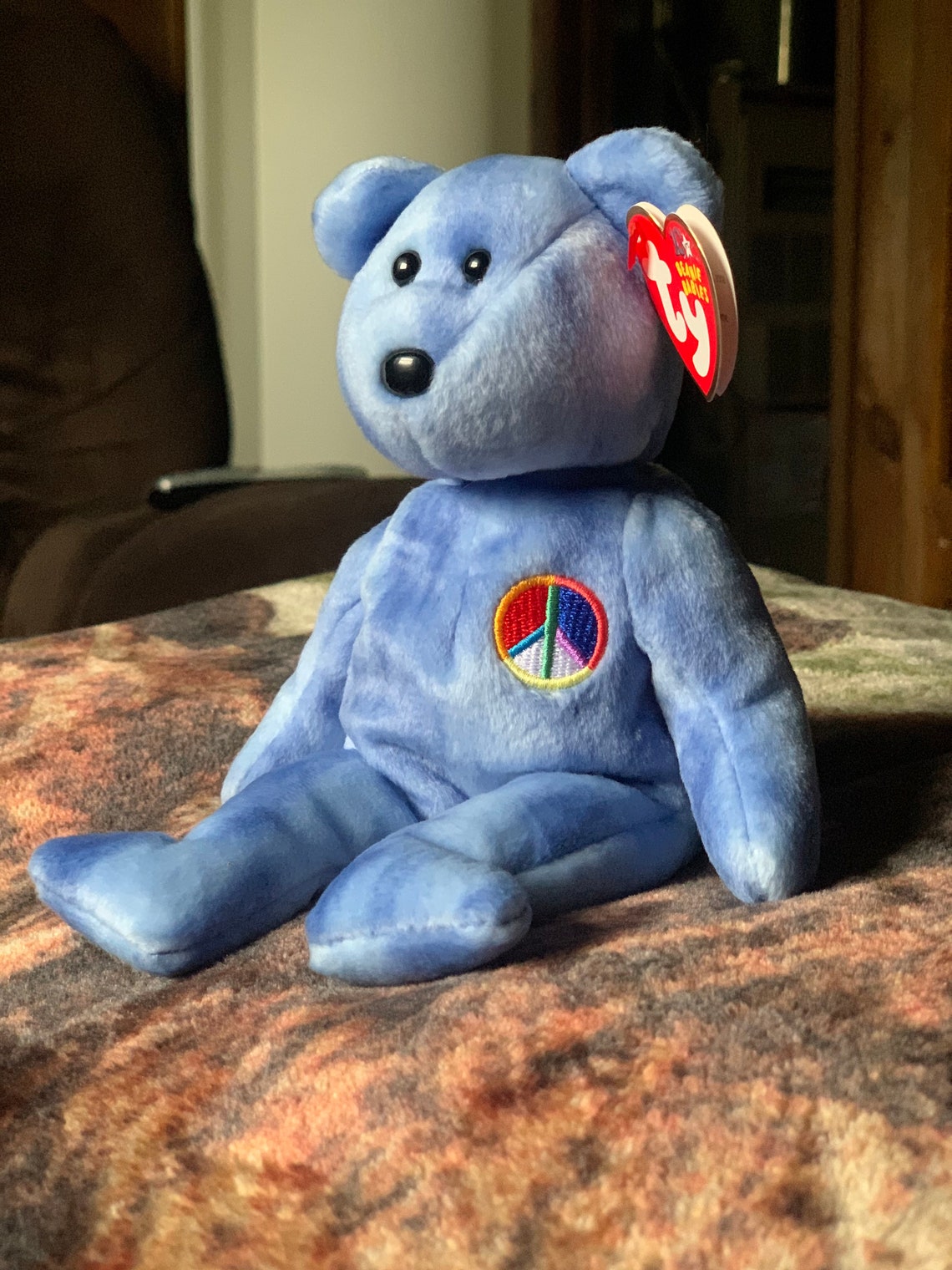 Peace Sign Bear Ty Beanie Baby Etsy