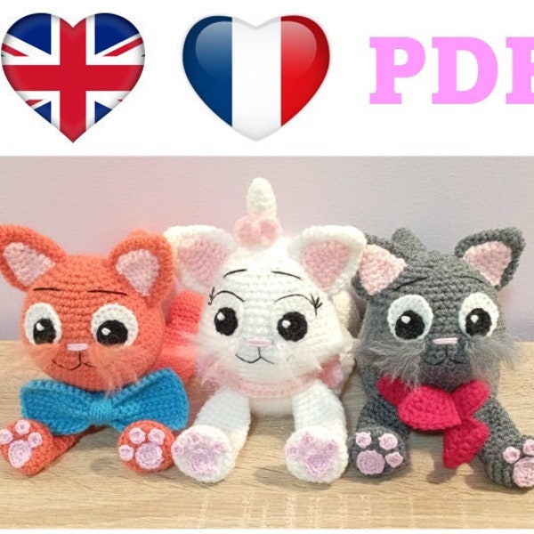 Tutorial/Crochet pattern Doudou Marie, Berlioz and Toulouse PDF LADM
