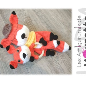 Tutorial/Crochet pattern Fox comforter and rattle PDF FR