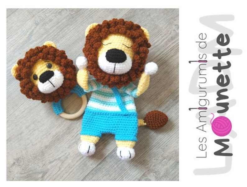 Tutorial/Crochet pattern Doudou and lion rattle PDF FR image 1