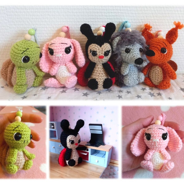 Tutoriel/Patron Portes clés animaux de la forêt crochet PDF FR