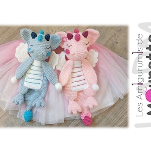 Tutorial/Crochet pattern Doudou dragon PDF FR