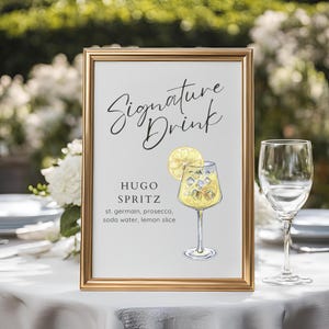 Hugo Spritz Signature Drink Schild | Druckbares Hochzeit Bar Schild | Digital Download Cocktail-Zeichen | Bearbeitbares Bar Menü Dekor | Event Dekor