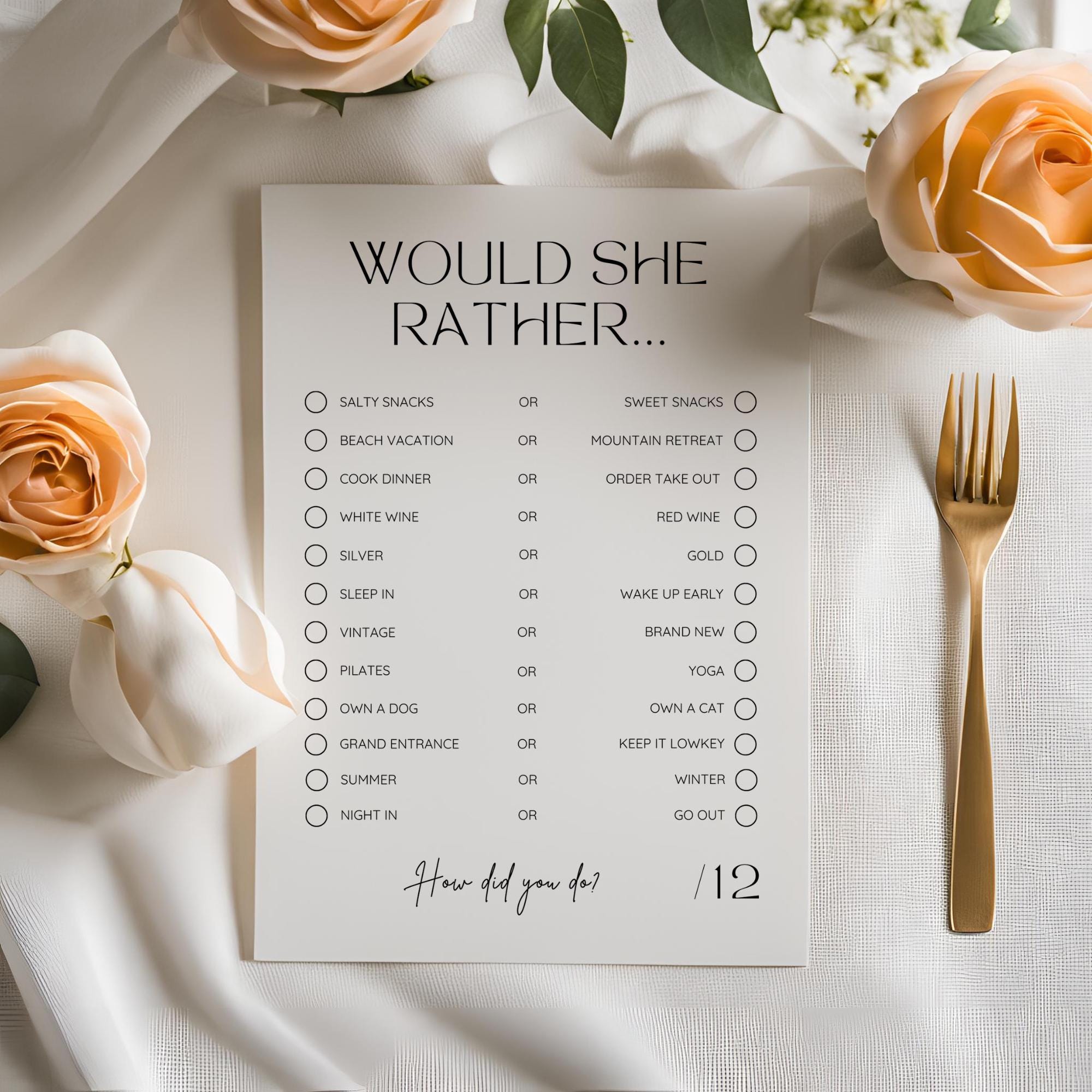 She Games Would She Rather Bridal Shower Game | Printable Wedding Shower Activity ...