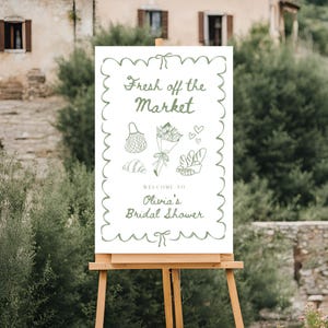 Cartello per la festa nuziale "Fresco dal mercato" / Decorazione per la festa nuziale a tema mercato degli agricoltori / Cartello di benvenuto con download digitale