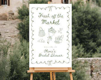 Fresh Off the Market Bridal Shower Sign | Farmers Market Theme Bridal Shower Decor | Digital Download Welcome Sign