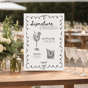 Signatur Drink Sign | Druckbares Hochzeit Bar Schild | Digitaler Download | Bearbeitbares Bar Menü Dekor | Event Dekor | Aperol Spritz | Schwarz