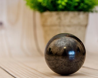 Crystal Ball. Large or Small Healing Gemstone Ball with Holder. Natural Stone Sphere made of Shungite.Choose Size Crystal Sphere