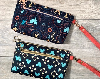 Estuche Disney Castle Devon, con cremallera en oro rosa y ranuras para tarjetas