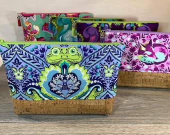 Tula Pink All Stars, Daydreamer, Abstract Animal Toiletry, Makeup Bag, small