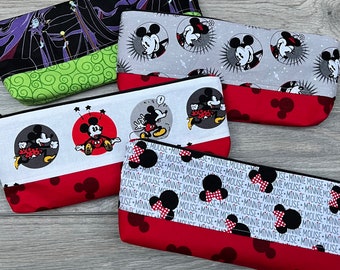 Mickey Mouse, Minnie Mouse, Disney inspired fan Zippered Pencil Pouch