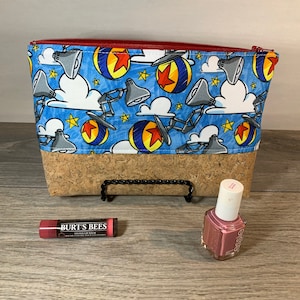 Rückstich Stoff Pixar Lampe und Ball mit Korken, Kulturbeutel, Makeup Tasche, klein