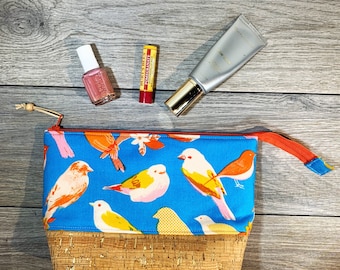 Ruby Star Society Fabric , Social, Turquoise birds, Zipper Pouch