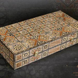 Chess and Backgammon Set, HQ Backgammon Board, luxury Wooden Backgammon, Handmade Mosaic art Chess Board inlaid mother of pearl