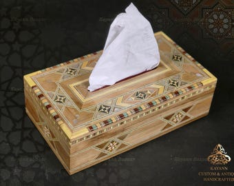 Wooden Tissue Box, Decorative wood Tissue Boxes / Handmade Marquetry Rectangle Tissue box - Ornaments Tissue Box