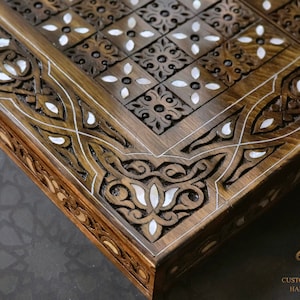 Backgammon set, Luxury Solid Backgammon Board, one of a kind  solid wood Backgammon, Hand carved Wooden Backgammon inlaid mother of pearl