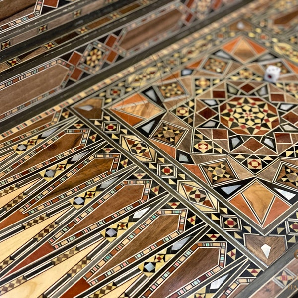 Luxury Backgammon Board, HQ Chess and Backgammon Set, 21 inches solid Wooden Backgammon, Handmade Chess Board inlaid mother of pearl