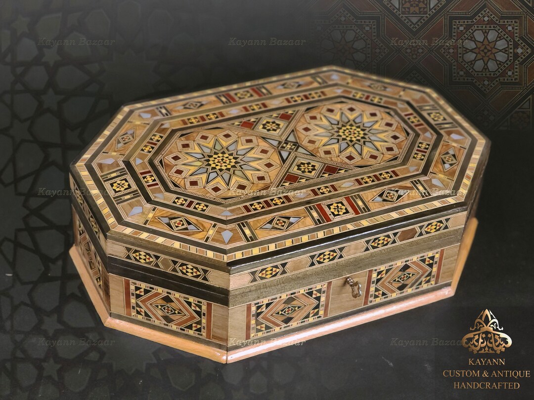 Wooden Jewelry Box / Handmade Mosaic Inlaid With Mother of Pearl ...