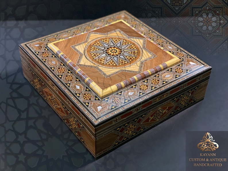Wooden Jewelry Boxes / Handmade Mosaic box Inlaid with Pearl / Etsy