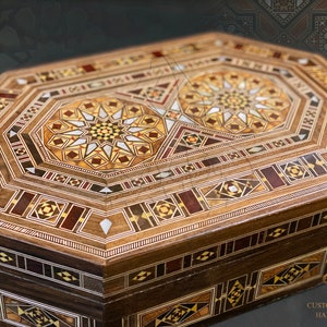 Jewelry Wooden Box / Handmade Mosaic Box - Decorative Box, Marquetry, Ornaments Box padded with red Velvet, Sweet Box