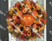Disney PRESALE Main Street USA Inspired Wreath Mickey Mouse Pumpkin Wreath- Disney Fall Wreath- Halloween-Falloween- Mickey Pumpkin Fall